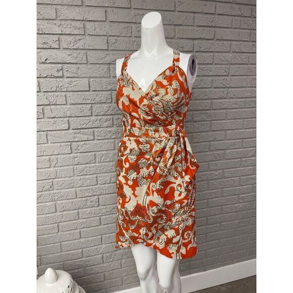 Milly Dresses & Skirts - An Original Milly of New York Women Orange & Gold Metallic Halter Sheath Dress 0